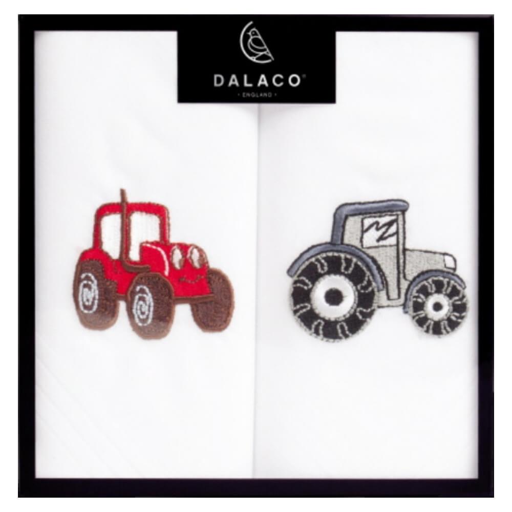 Red &amp; Silver Tractor Embroidered Handkerchief Set Gifts Present