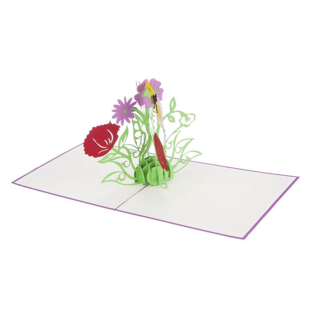 Handmade Wild Flowers 3D Pop Up Birthday Mothers Day Card