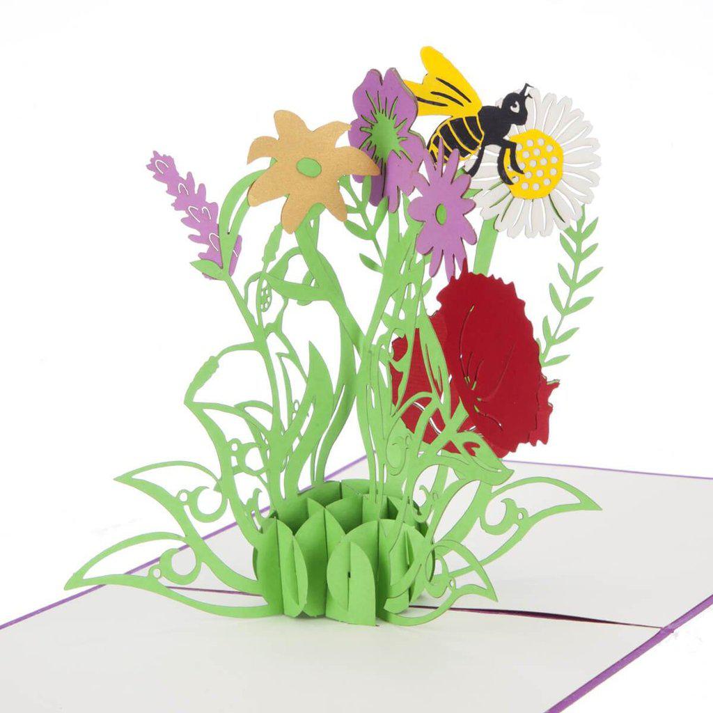 Handmade Wild Flowers 3D Pop Up Birthday Mothers Day Card