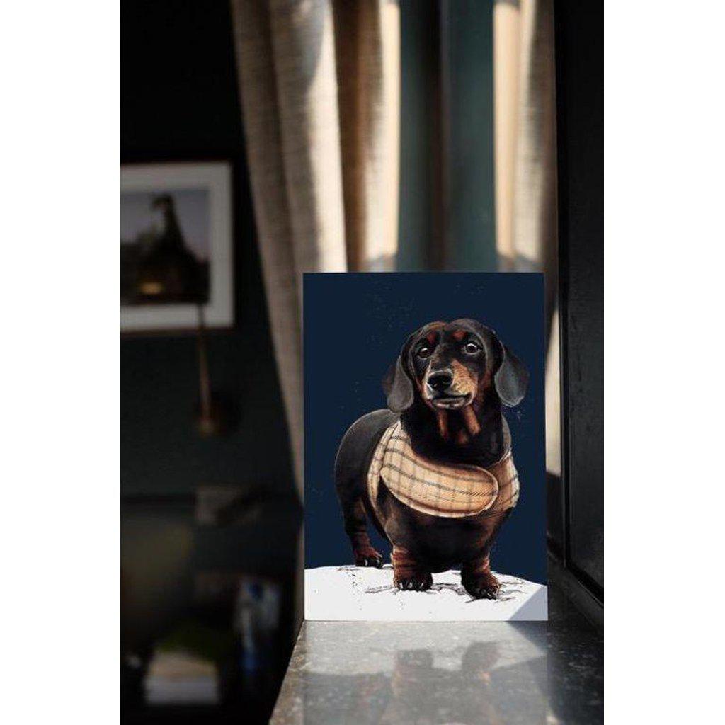 Arthur The Dachshund Dog Art Greetings Card For All Occasions-Gifts Made Easy
