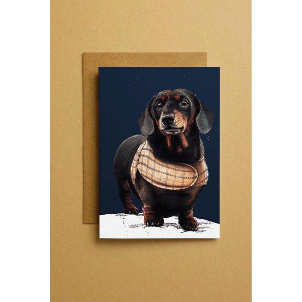 Arthur The Dachshund Dog Art Greetings Card For All Occasions-Gifts Made Easy