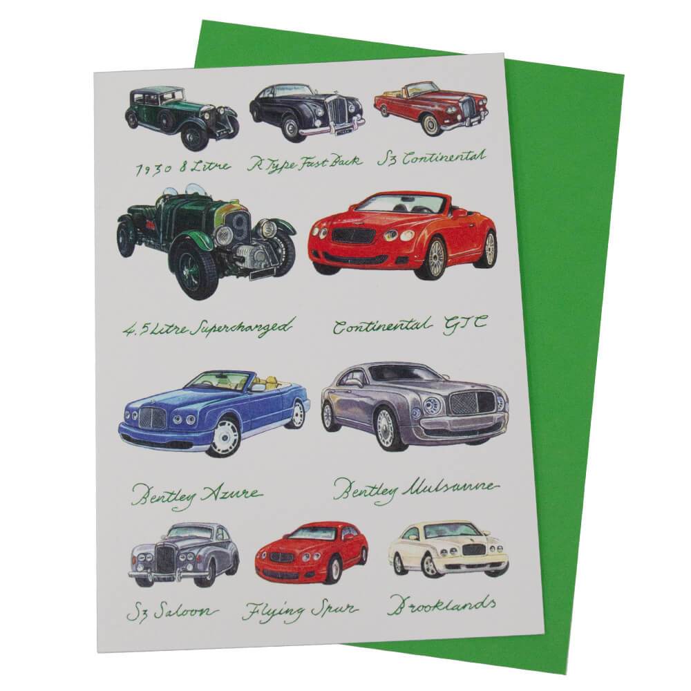 Bentley Classic &amp; Modern Sports Cars Birthday Greetings Card