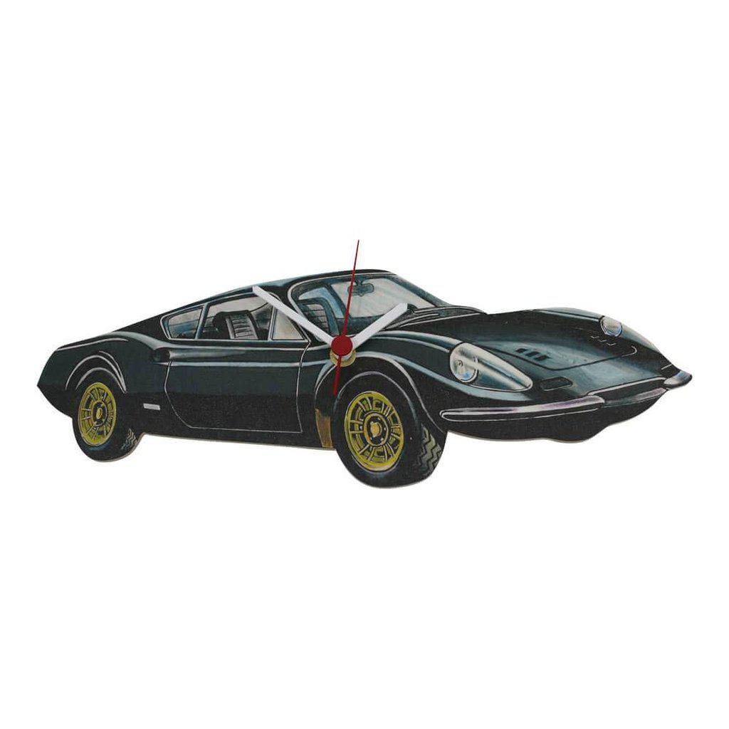 Black Ferrari Dino Handmade Wooden Wall Clock