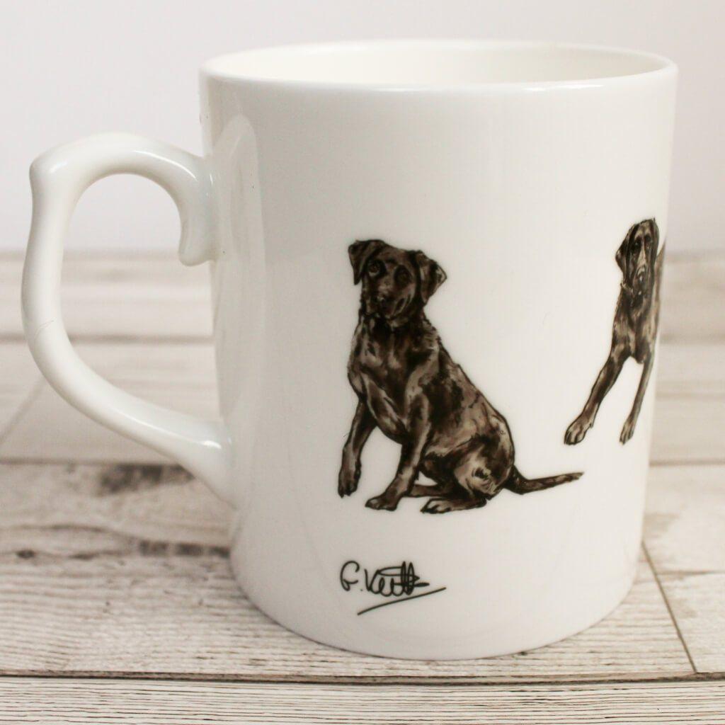 Black Labrador Dog Hand Printed Bone China Mug Gift