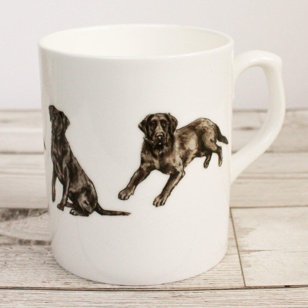 Black Labrador Dog Lovers Hand Printed Bone China Mug Gift