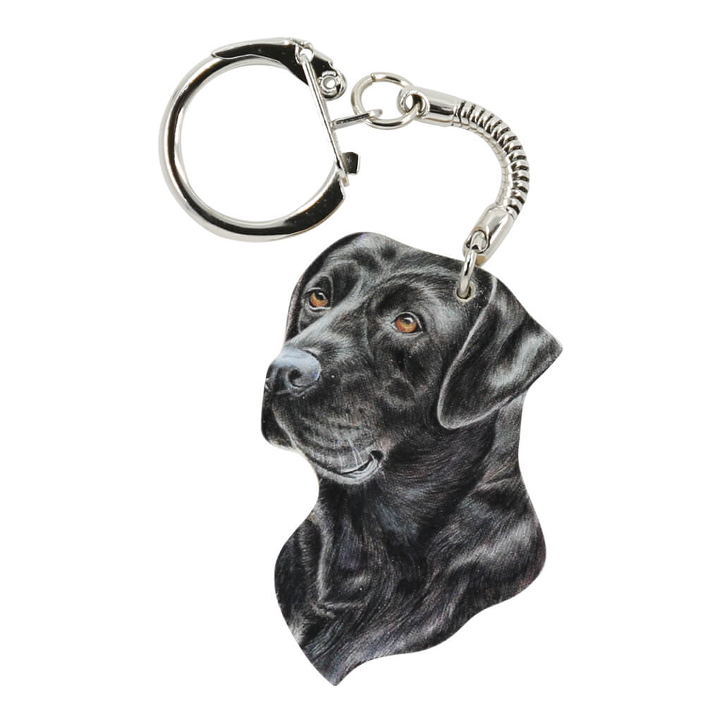 Black Labrador Dog Handmade Wooden Keyring