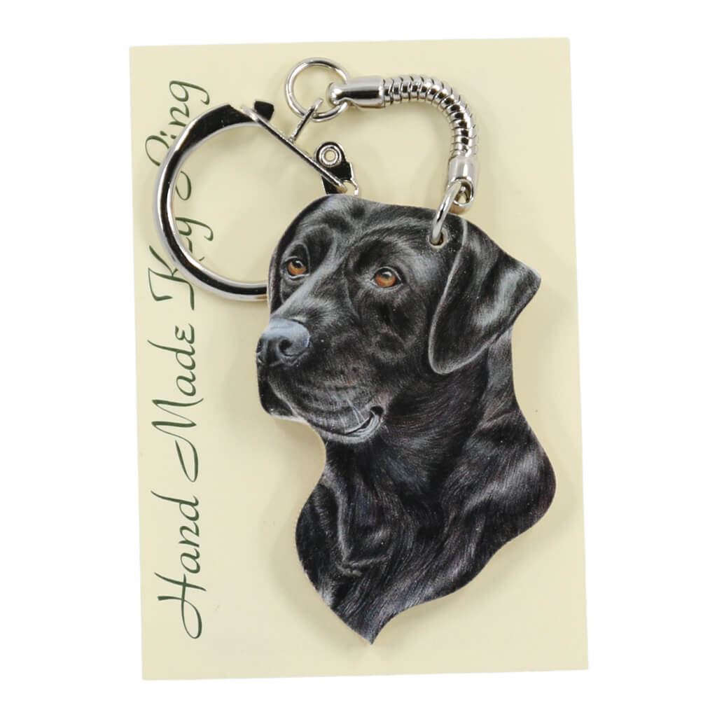 Labrador Retriever Black Leather Dog Keychain