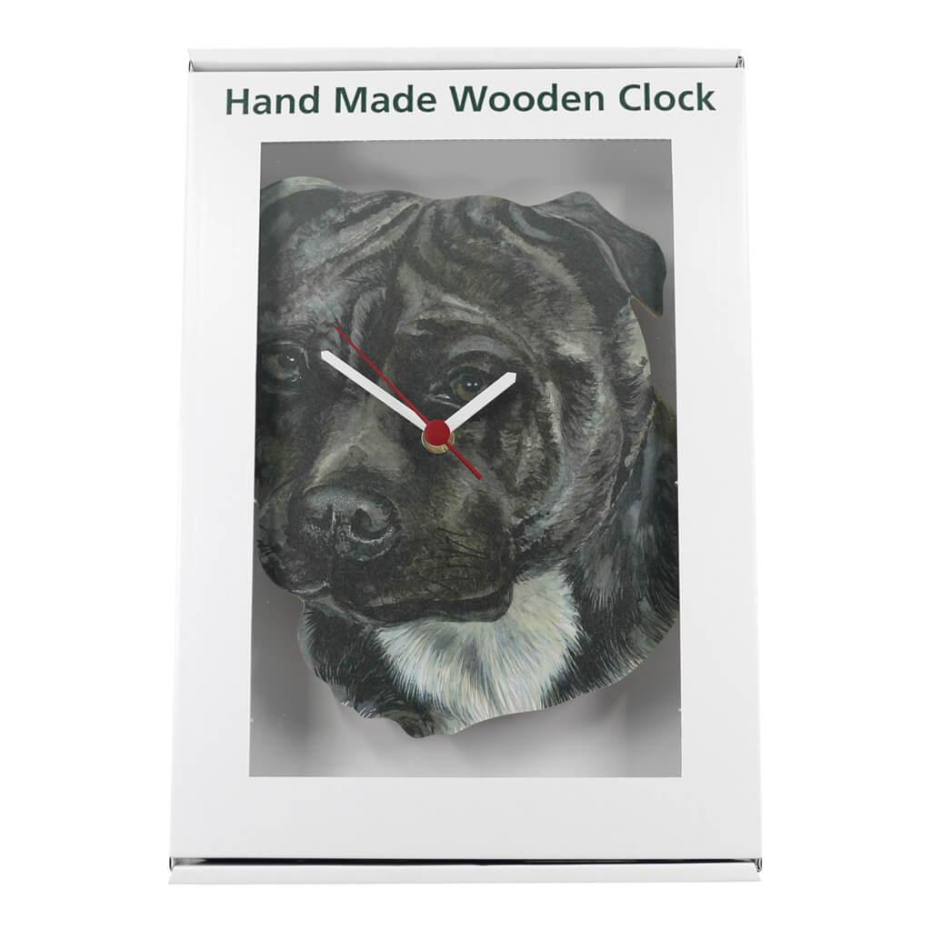 Staffordshire Bull Terrier Handmade Wall Clock in gift present box