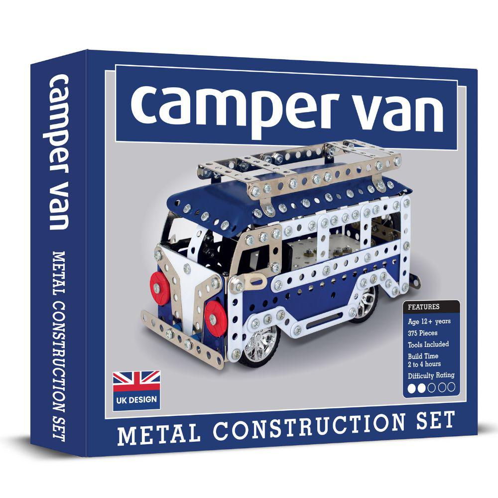 Blue Camper Van Metal Mechanical Model Construction Kit Set Gift Idea