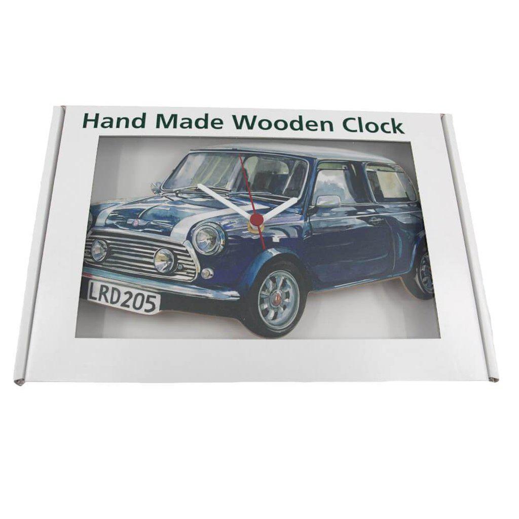Classic Mini Cooper Blue Car Wall Clock