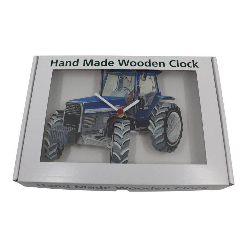 Blue Farm Tractor Wooden Wall Clock