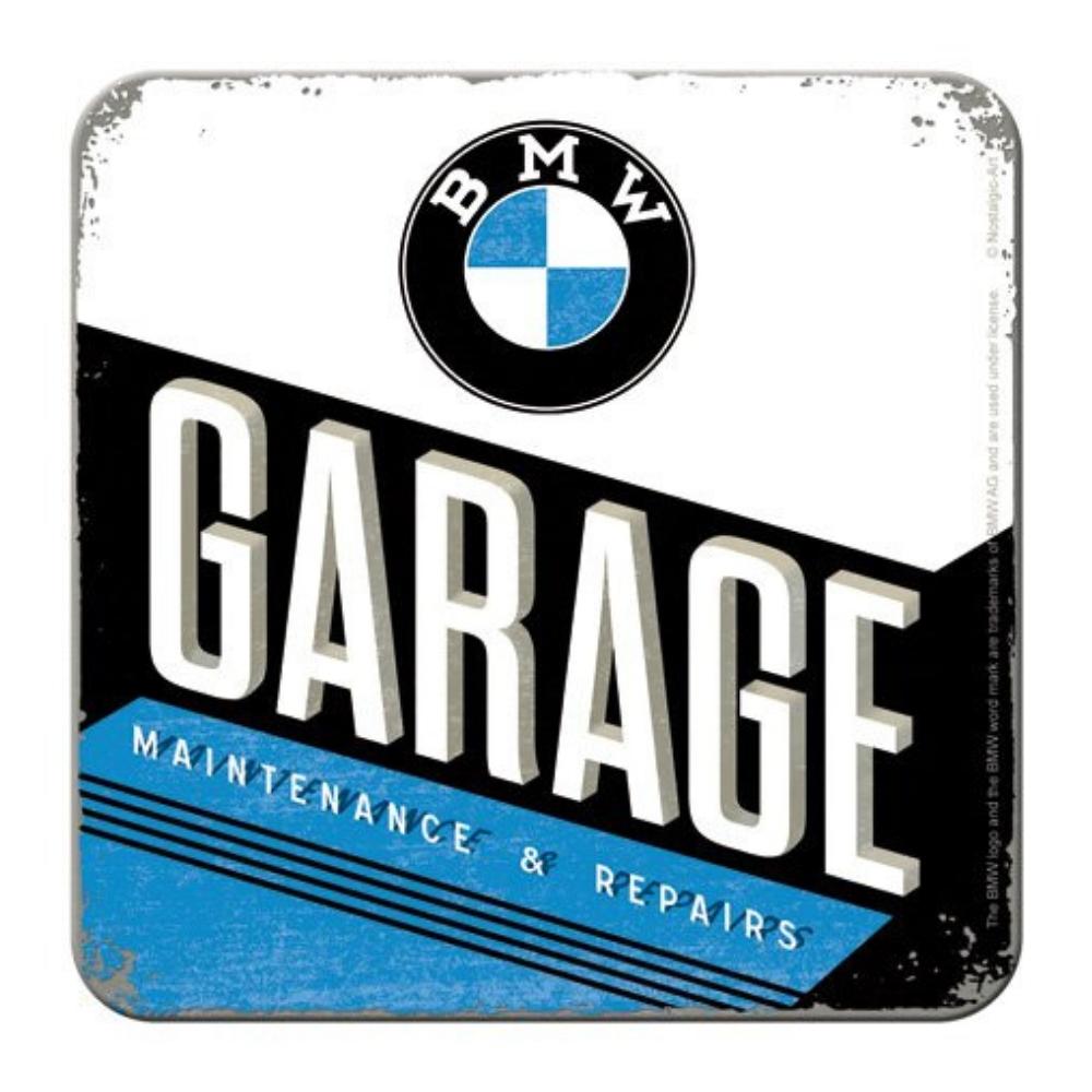 BMW Garage Maintenance &amp; Repairs Coaster Metal Covered Cork