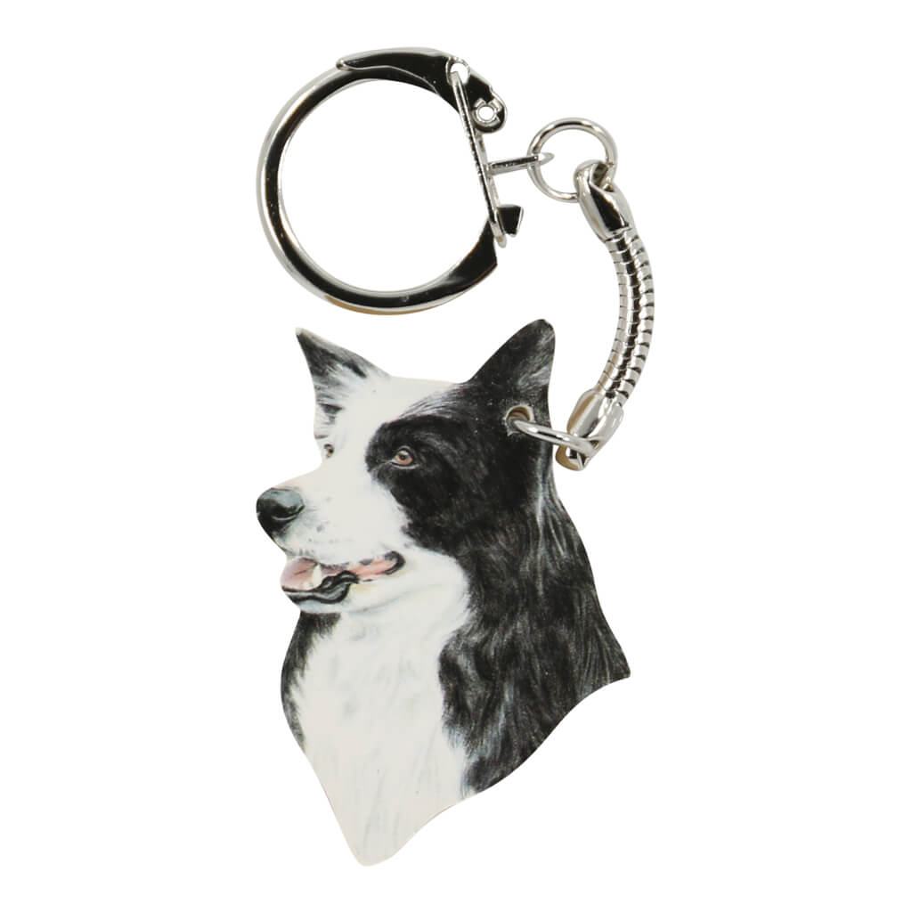 Border Collie Dog Handmade Wooden Keyring