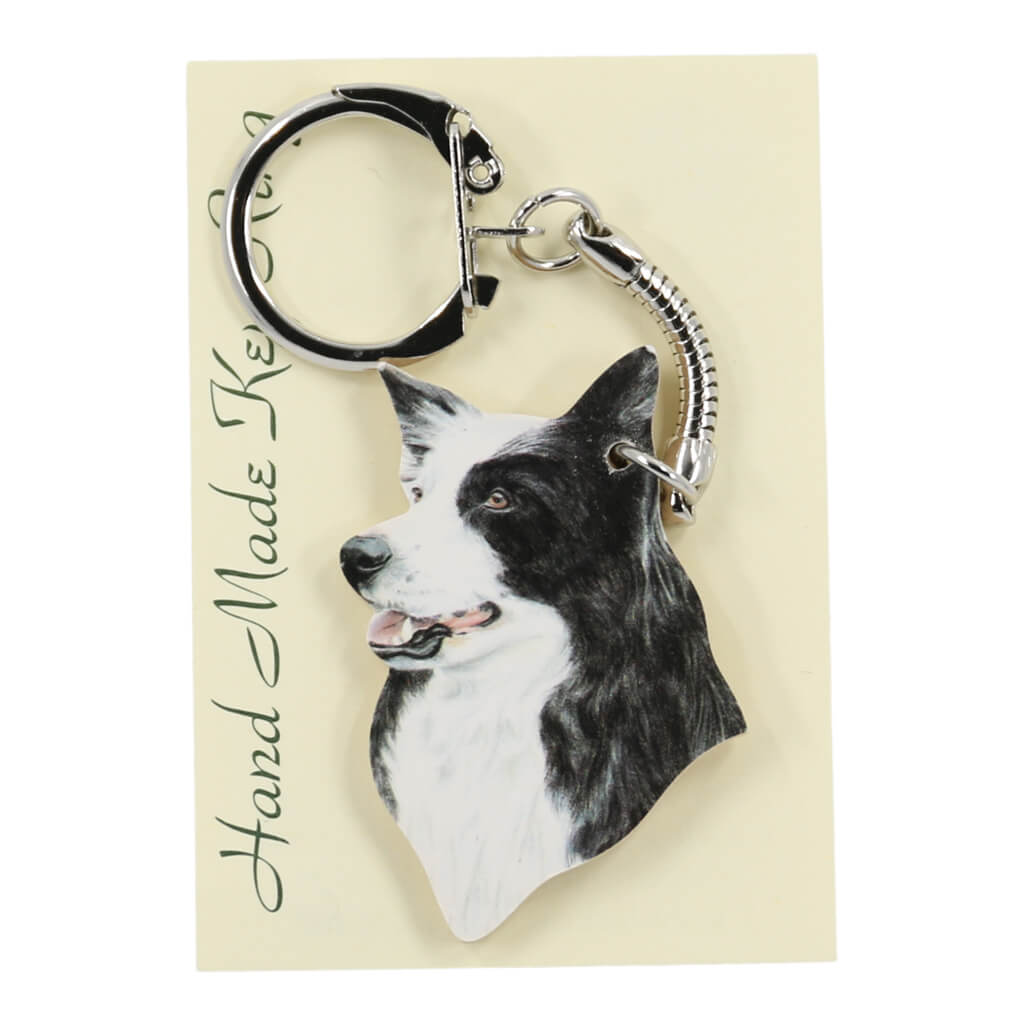 Border Collie Dog Handmade Wooden Keyring