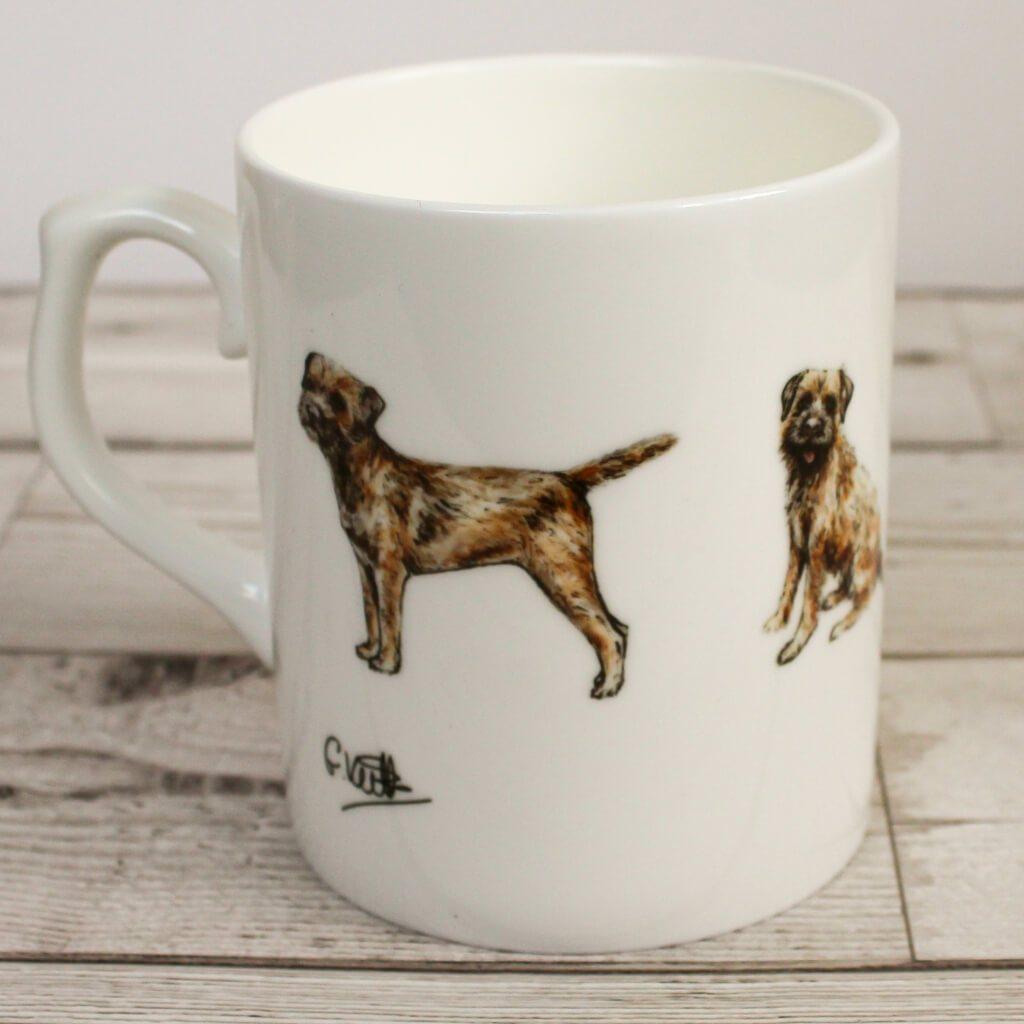 Border Terrier Dog Hand Printed Bone China Mug Coffee Cup Gift