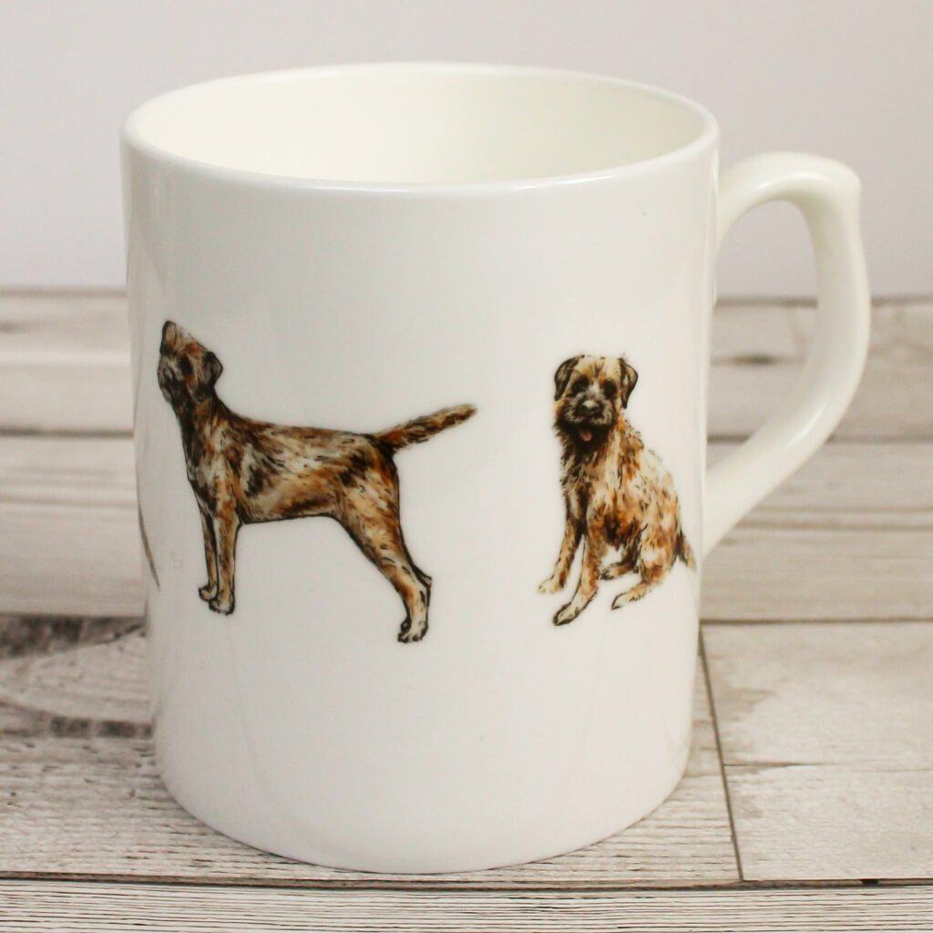 Border Terrier Dog Lovers Hand Printed Bone China Mug