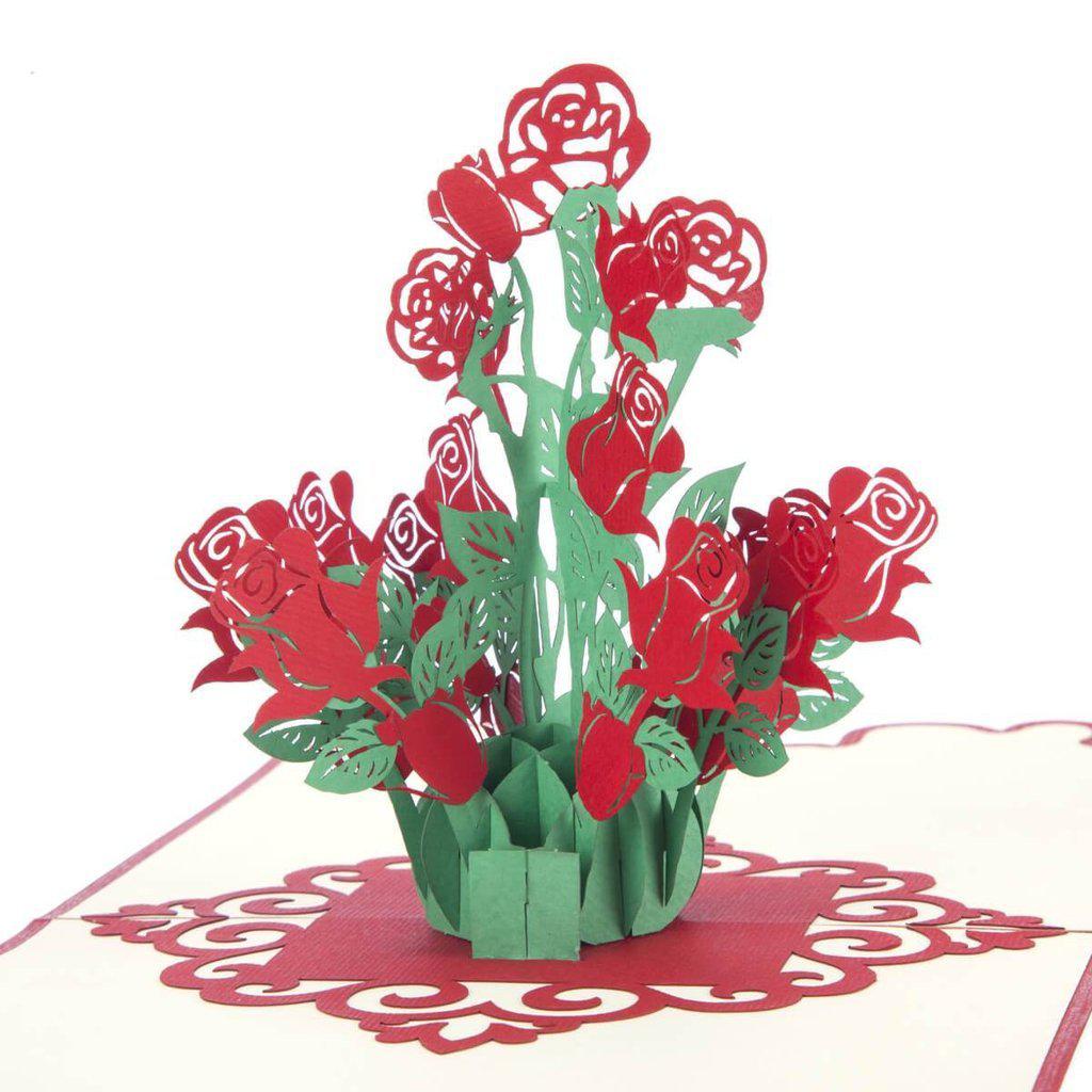 Bouquet Of Roses Handmade 3D Pop Up Valentines Birthday Mothers Day Card
