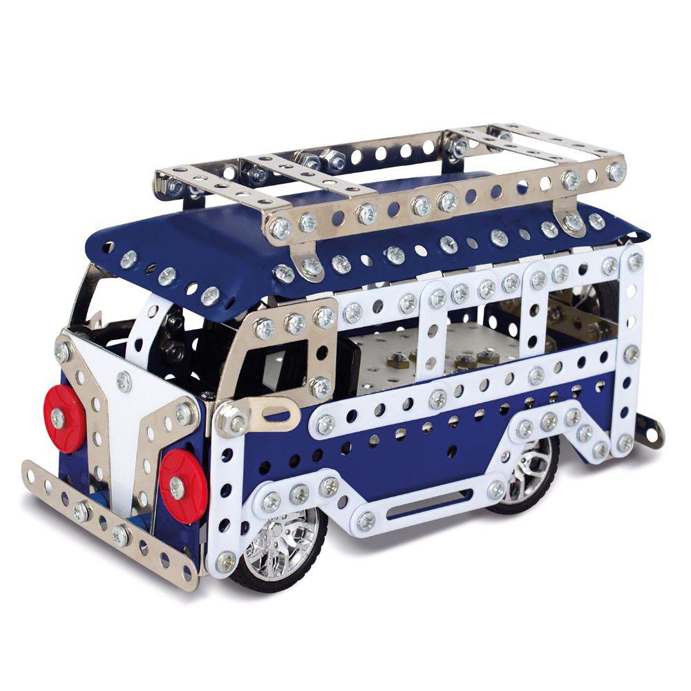 Blue Camper Van Metal Mechanical Model Construction Kit Set Gift Idea