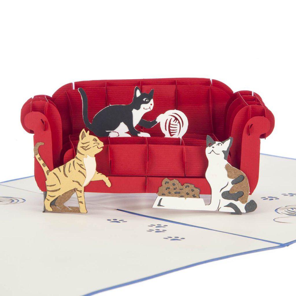Cats On Sofa Handmade 3D Pop Up Birthday Card