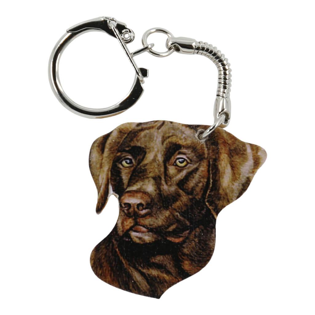 Chocolate Labrador Dog Handmade Wooden Keyring