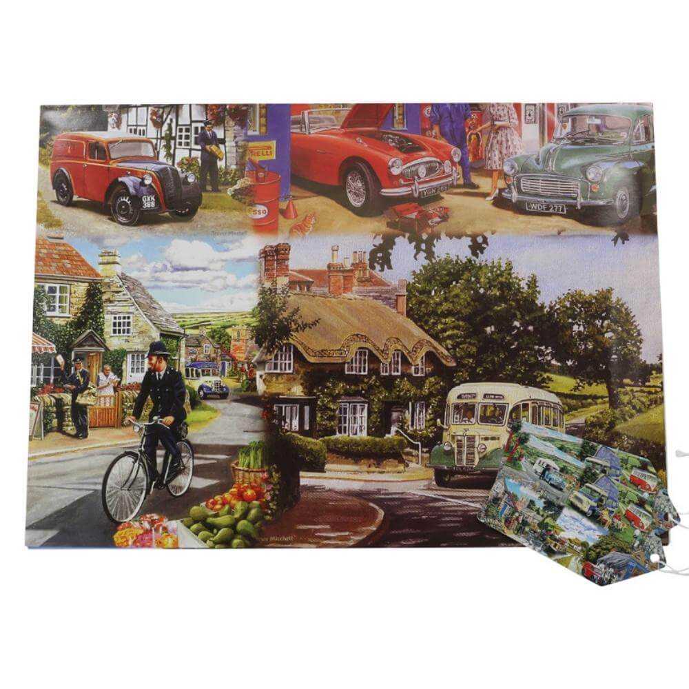 Classic Car Camper &amp; Caravan Gift Wrap Wrapping Paper Close Up with tags
