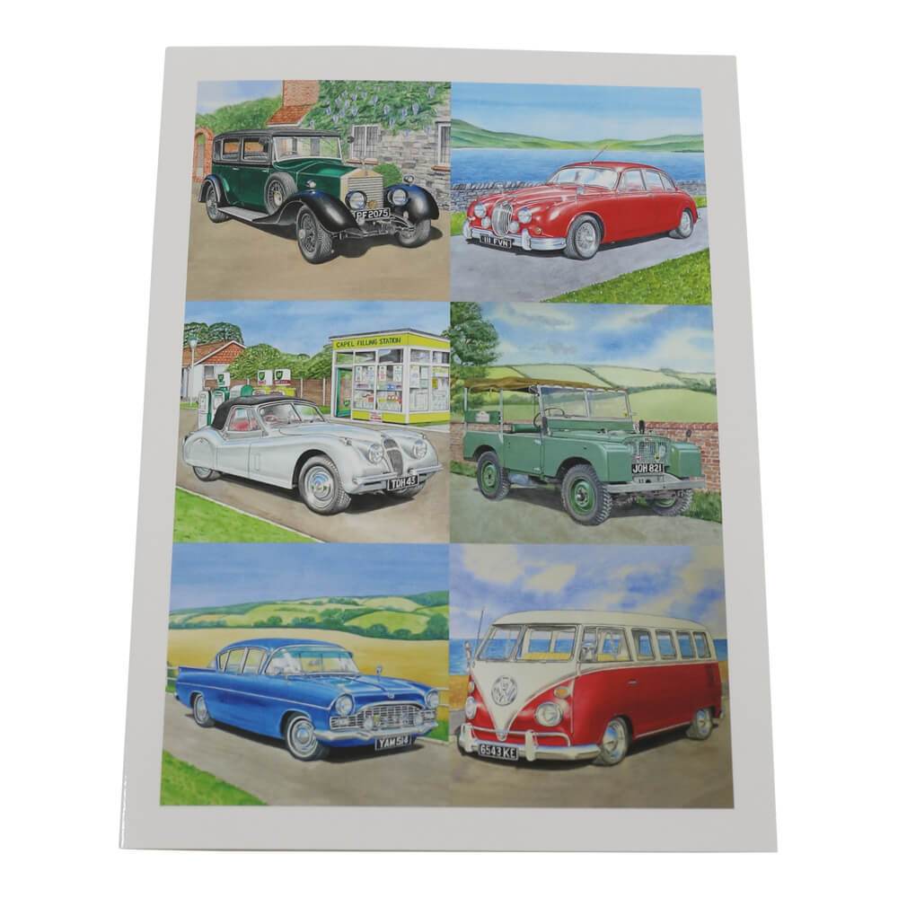 Classic Cars VW Camper and Land Rover Birthday Card