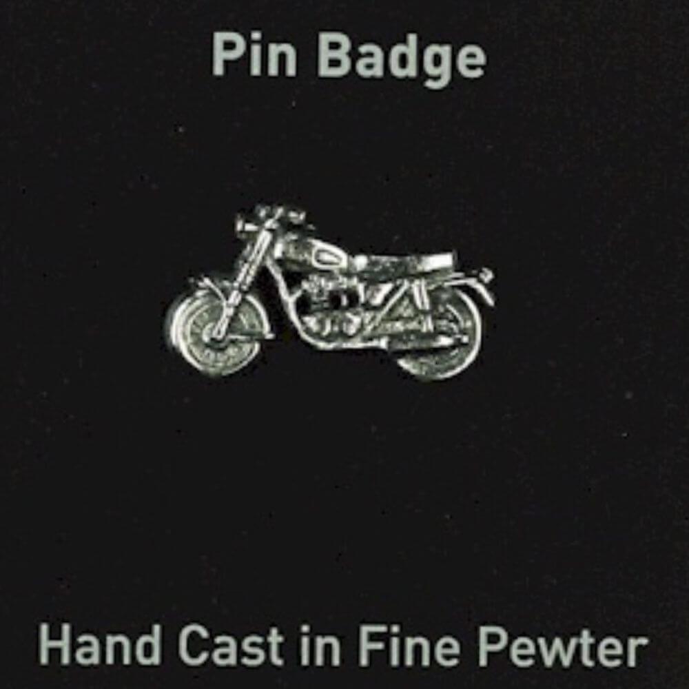 Close up of Classic Motorcycle &amp; Vintage Motorbike Metal Pin Badge