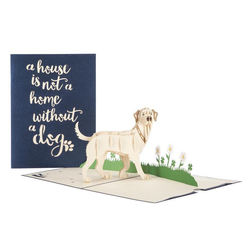 Cream White Yellow Labrador Handmade 3D Pop Up Birthday Card
