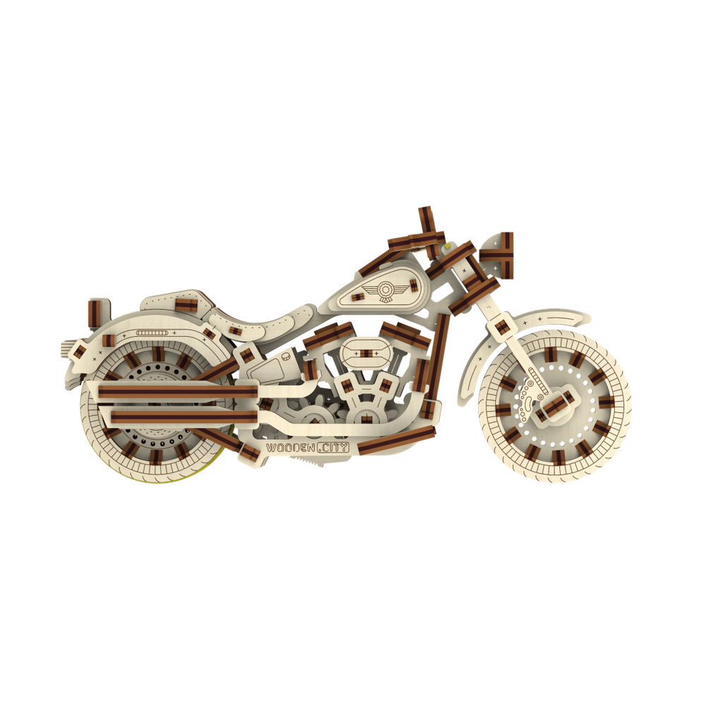 Wooden City Cruiser Motorbike Mechanical Model Kit