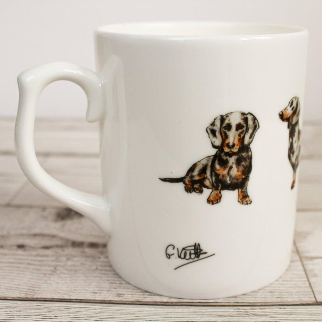 Dachshund Dog Hand Printed Bone China Mug