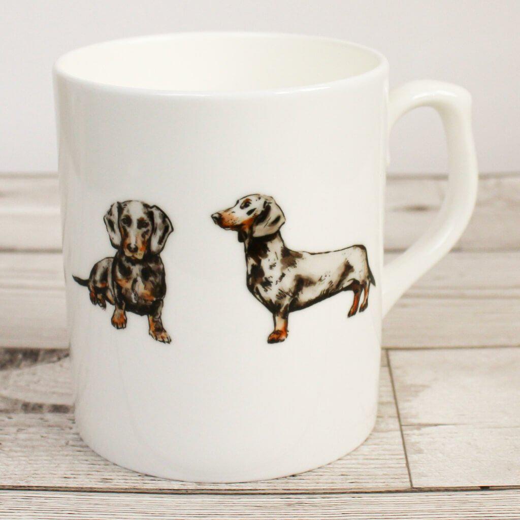 Dachshund Dog Hand Printed Bone China Mug