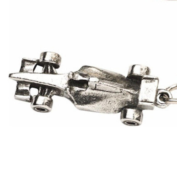 Formula One Style Racing Car Metal Keyring Hand Cast In Pewter