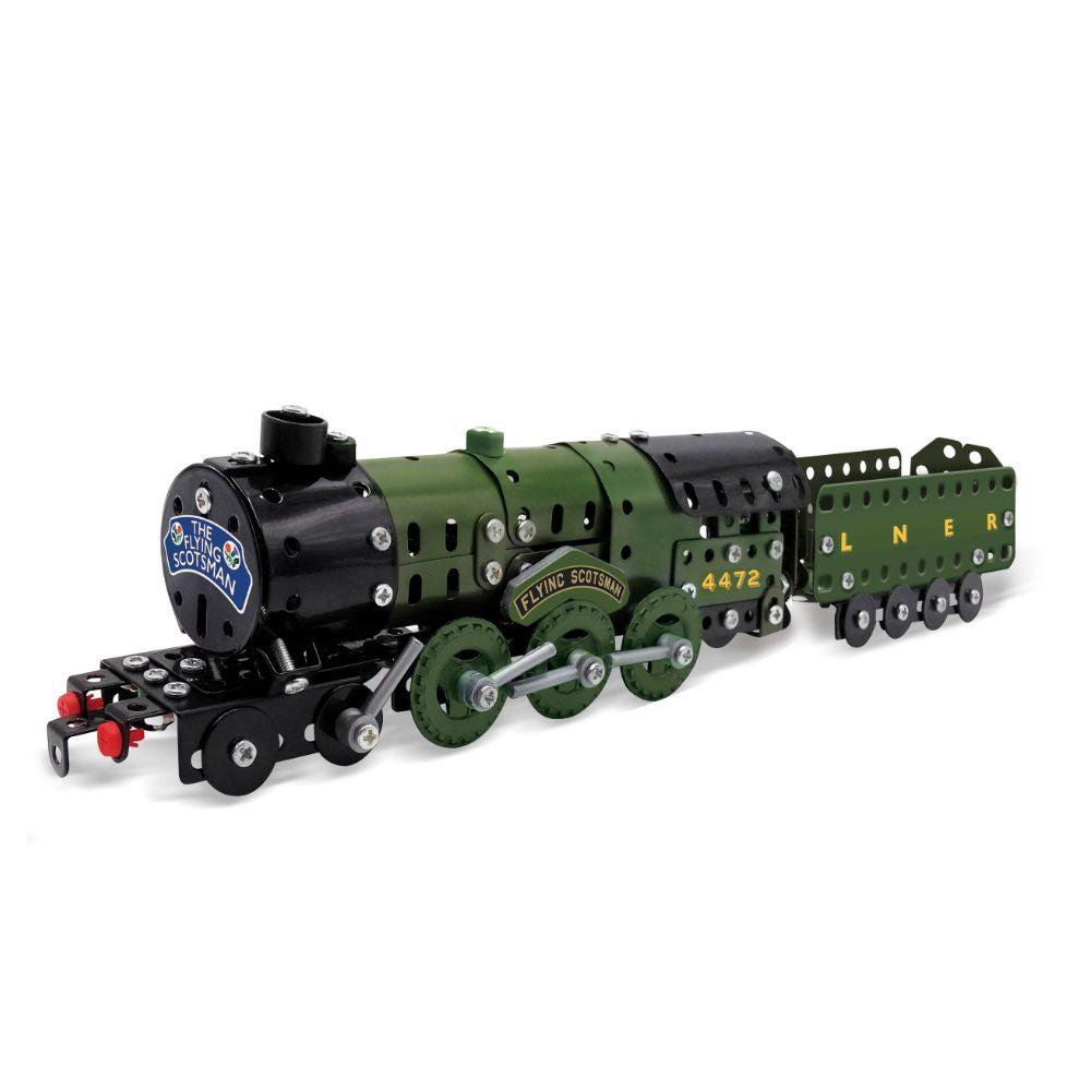 built version of Flying Scotsman Steam Train Metal Mechanical Model Construction Kit Set