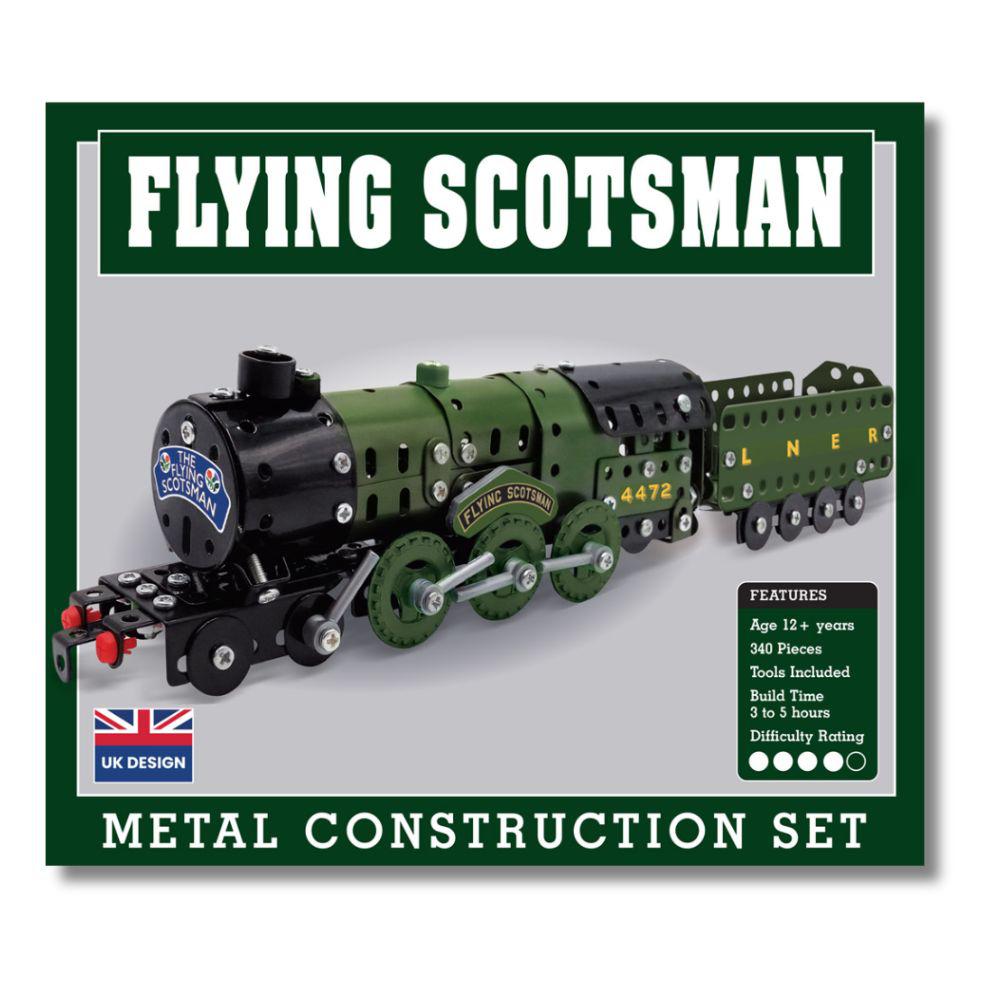front of box for gift Flying Scotsman Steam Train Metal Mechanical Model Construction Kit Set