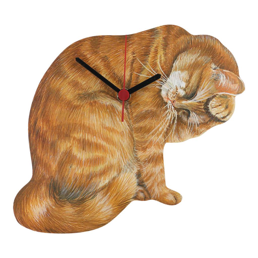 Ginger Tom Cat Handmade Wooden Clock