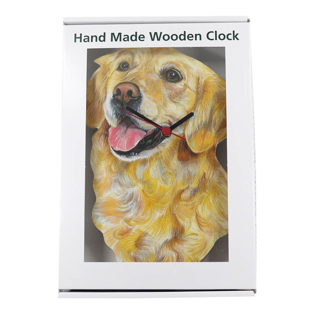 Goldie Golden Retriever Dog Clock Handmade Wooden Wall in Gift Box
