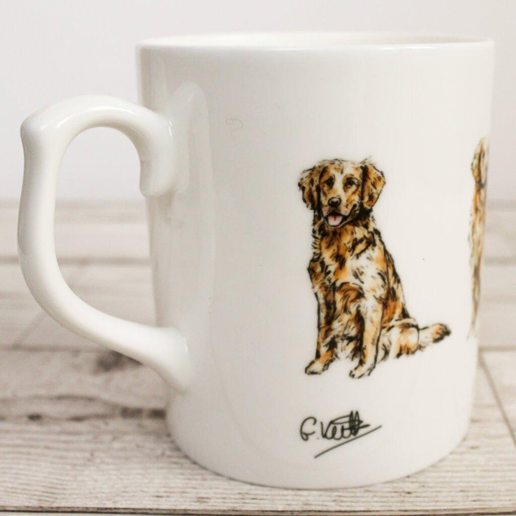 Golden Retriever Dog Hand Printed Bone China Mug