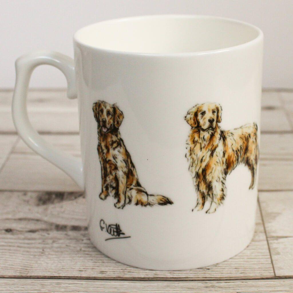 Golden Retriever Dog Hand Printed Bone China Mug