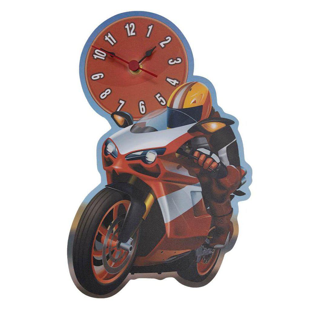 Red Sports Motorcycle Kids Room Wooden Wall Clock