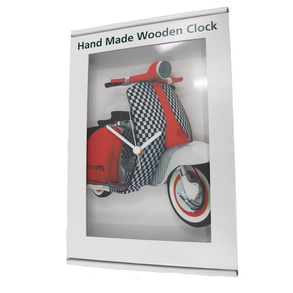 Classic Lambretta Style Scooter Wooden Wall Clock