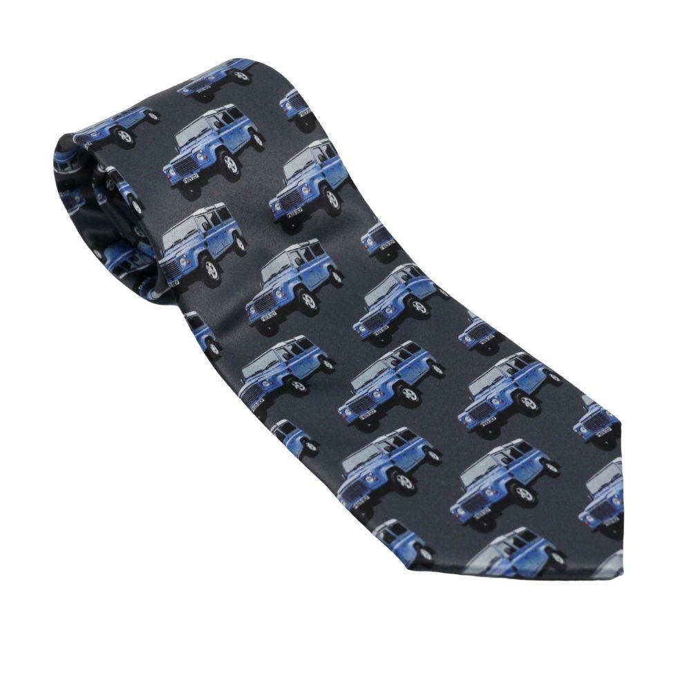 Land Rover Tie In Grey With Blue 4x4s