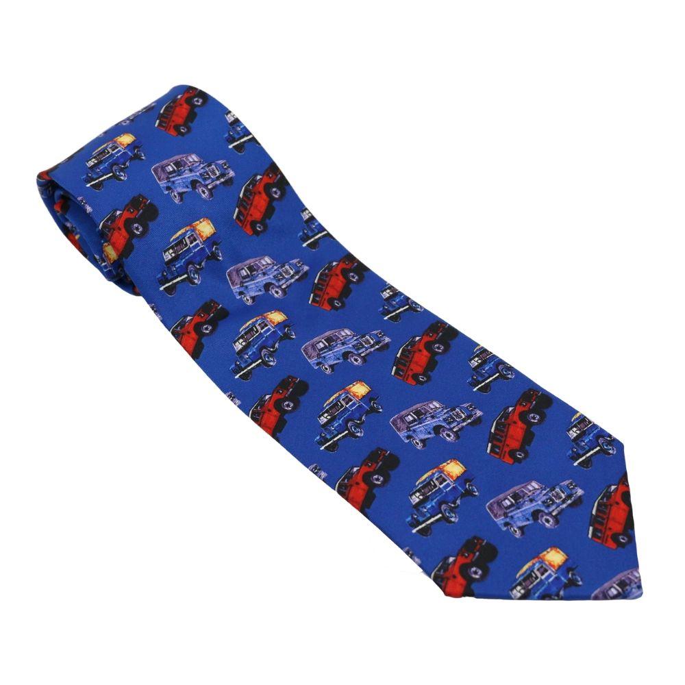 Land Rover Tie In Royal Blue With Red Blue Series 1 2 and 3 Land Rovers