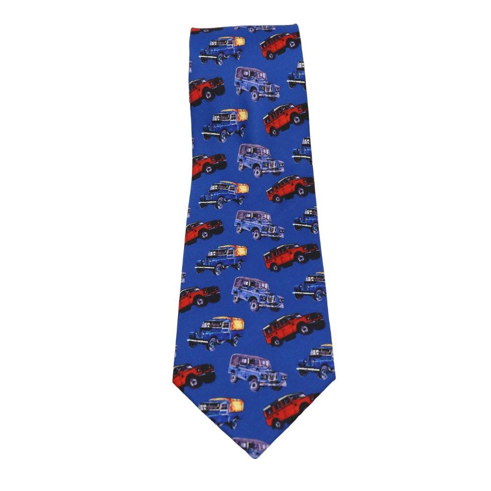 Land Rover Tie In Royal Blue With Red Blue 4x4s