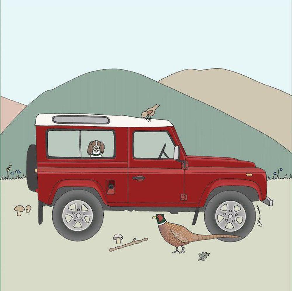 Red Land Rover Defender Birthday Fathers Day Greetings Card