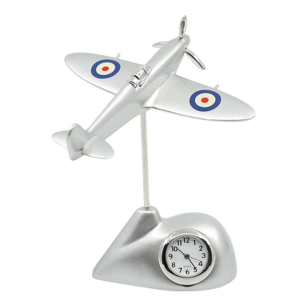 Spitfire Airplane Metal Mini Desk Clock