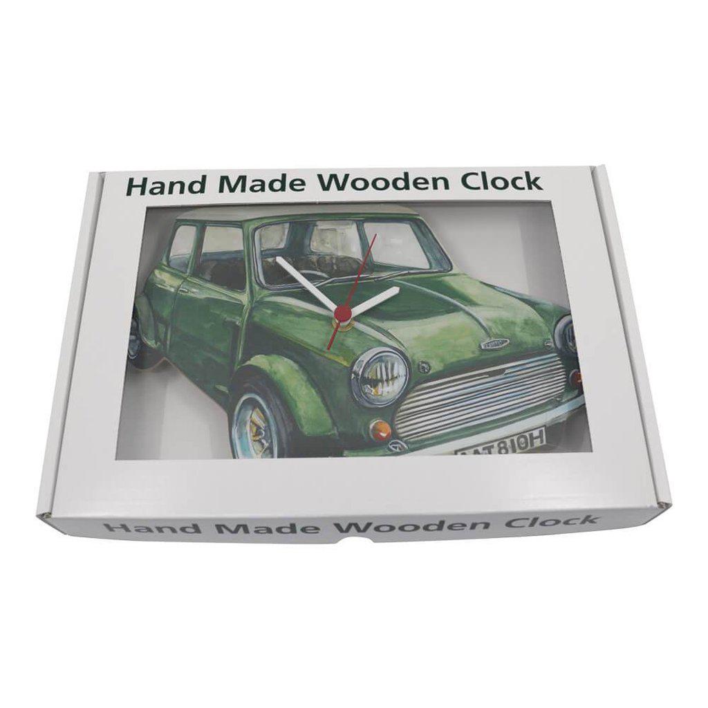 Mini Cooper Green Handmade Wooden Wall Clock