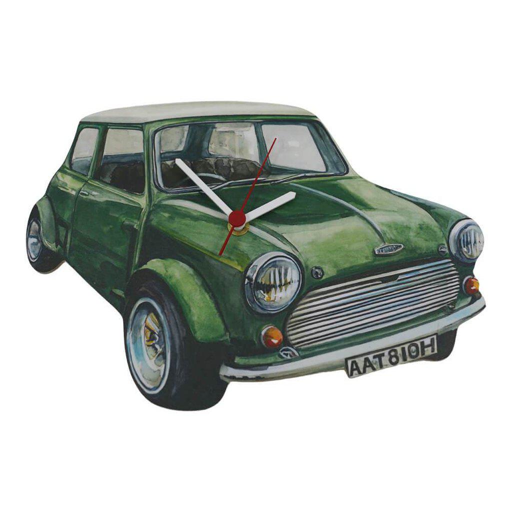 Mini Cooper Green Handmade Wooden Wall Clock