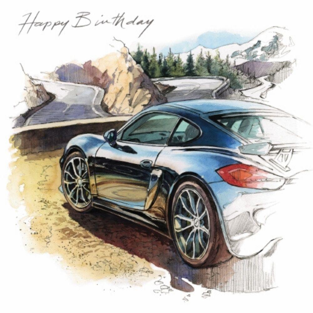 Modern Luxury Sports Car Birthday Card