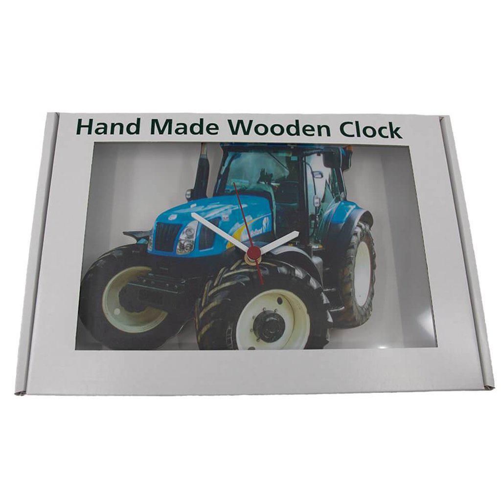 New Holland TS135A Tractor Wooden Wall Clock In Box