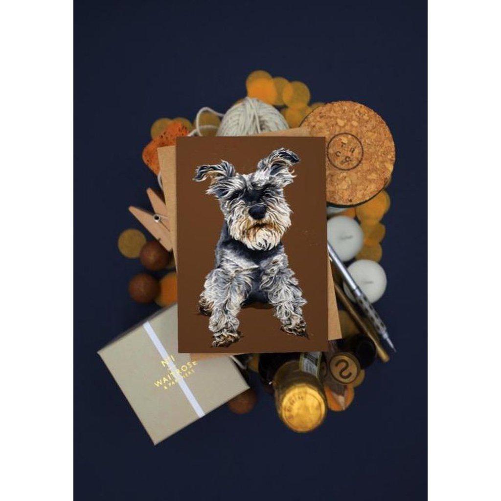 Ollie The Schnauzer Dog Art Greetings Card For All Occasions-Gifts Made Easy